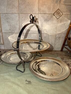 Italy Mid Century Silver Foldable Cake Stand